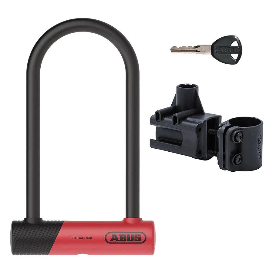 Abus, Ultimate 420K, U-Lock, Key, 150x230mm, 5.9''x9'', Thickness in mm: 14mm, Red